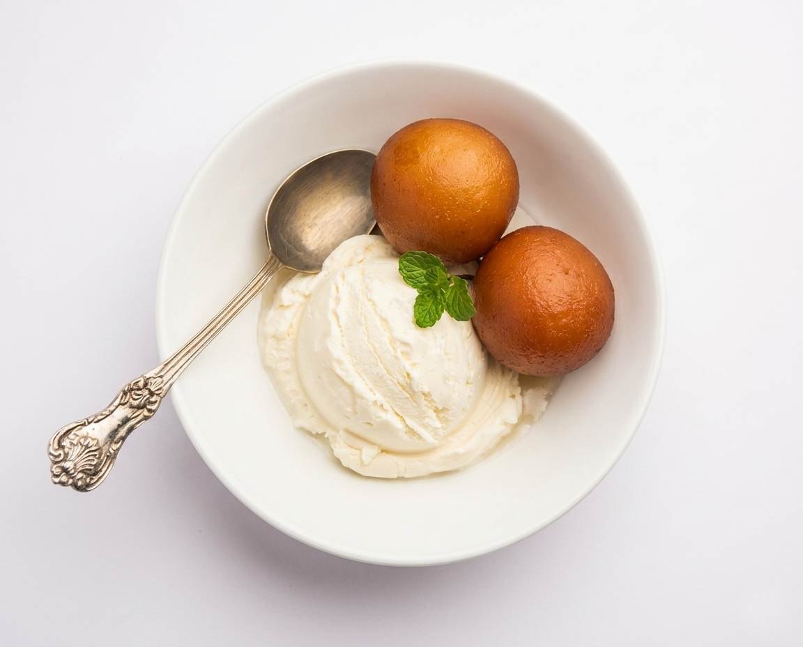 Hot Gulab Jamun with Ice Cream