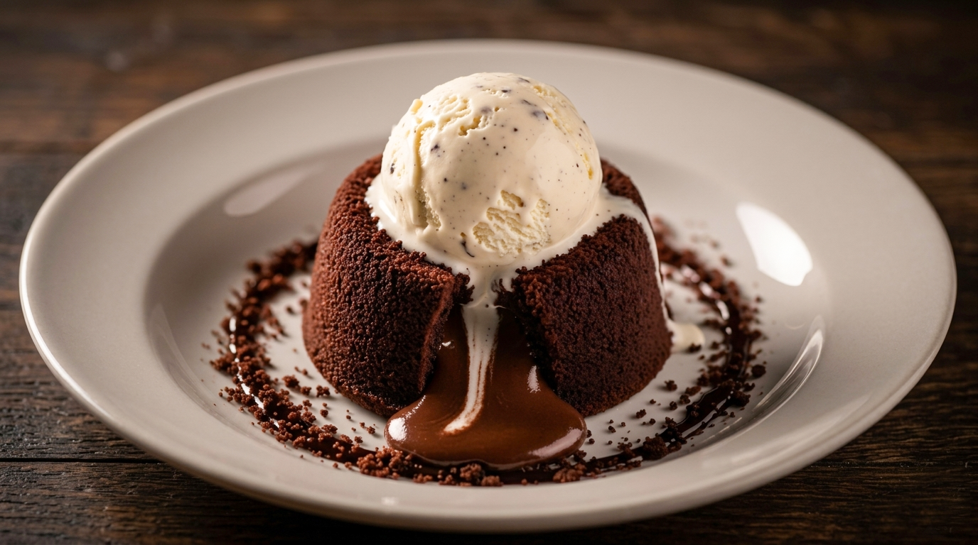 Molten Lava Cake with Vanilla Ice Cream
