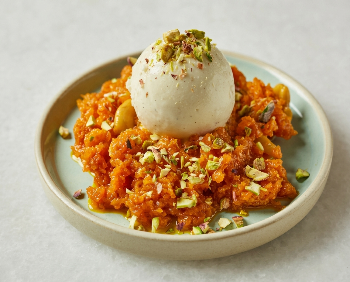 Gajar Halwa with Ice Cream